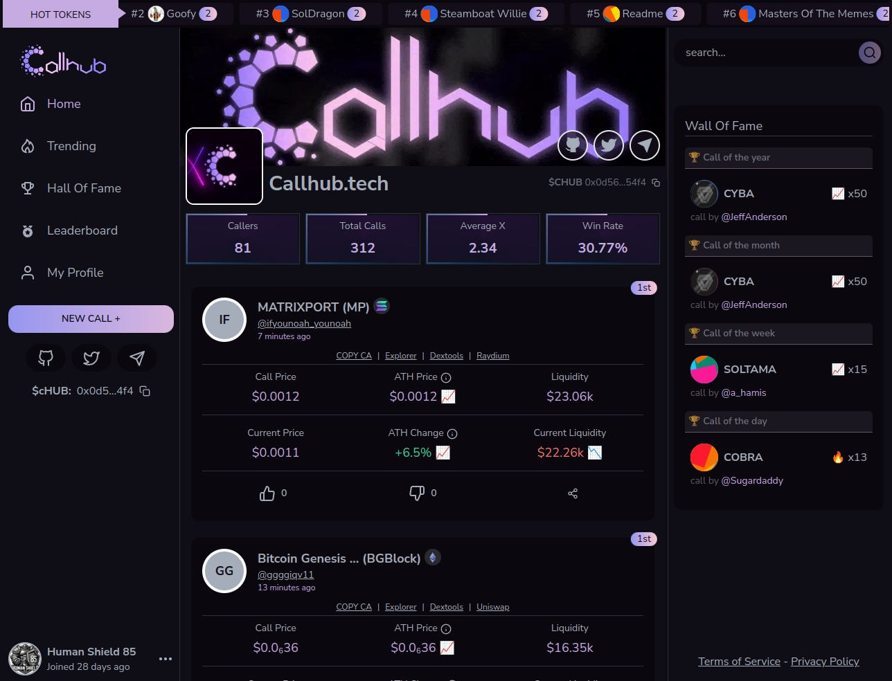 CallHub dashboard